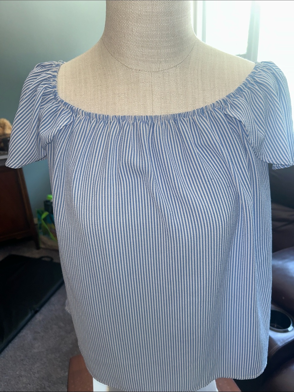 Atmosphere S-10 blue and White Striped Off-Shoulder Tunic or you can wear up!
